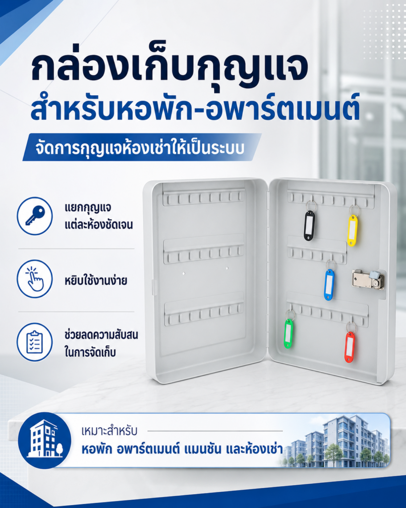 กล่องเก็บกุญแจหอพักติดผนังออฟฟิศ จัดเก็บกุญแจห้องเช่าเป็นระบบ