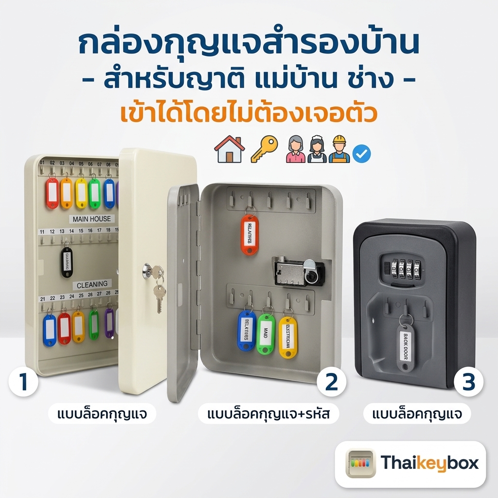 กล่องกุญแจสำรองบ้านแบบรหัสล็อคติดผนังหน้าบ้านสำหรับให้แม่บ้านและช่างเข้าได้