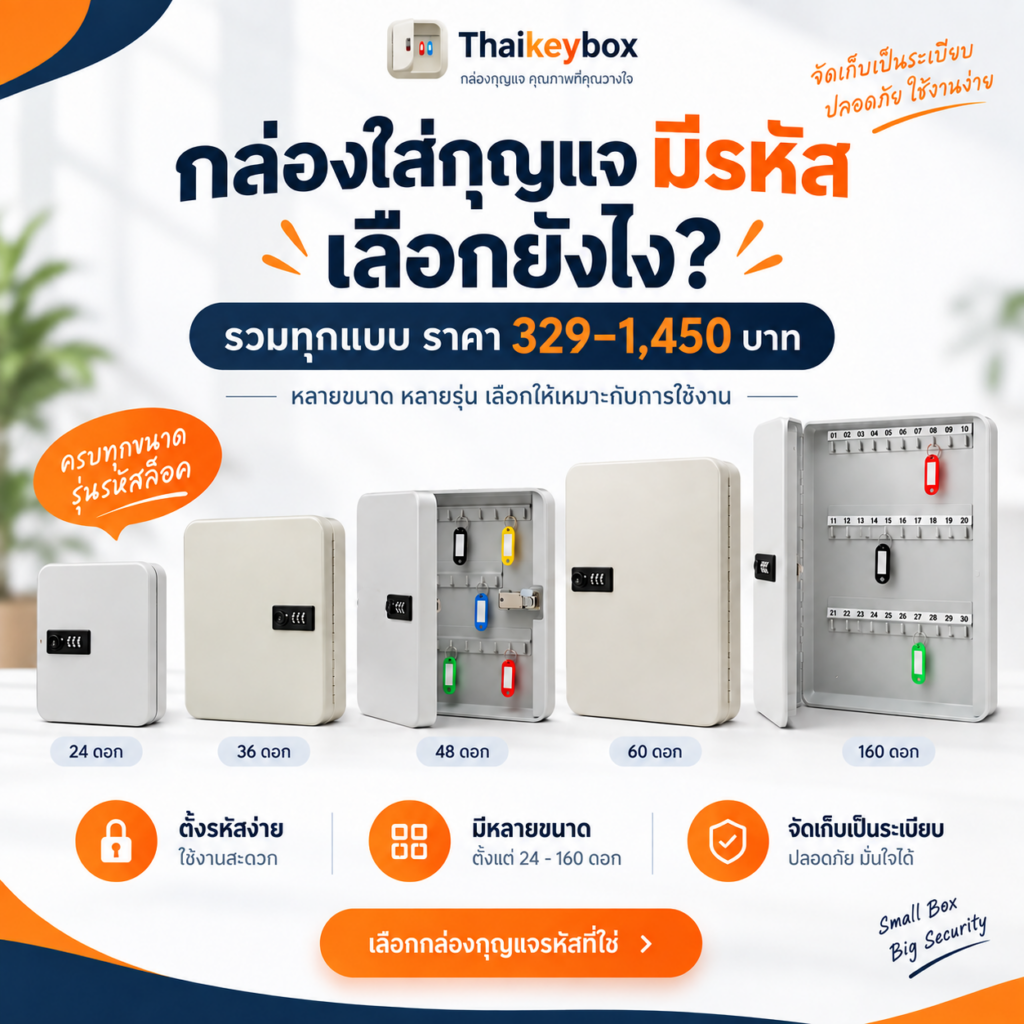 กล่องใส่กุญแจติดผนังแบบรหัสล็อคและกุญแจล็อค พร้อมป้ายแขวนกุญแจ