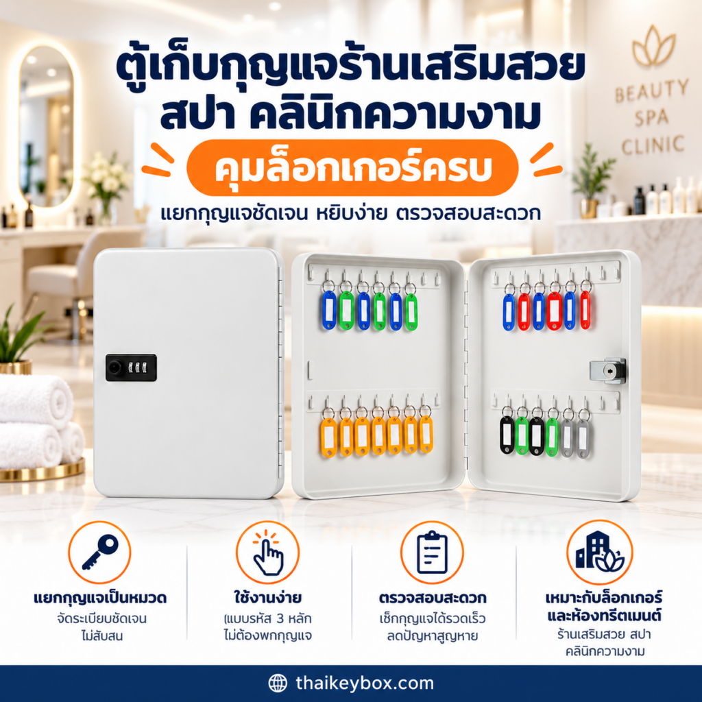 ตู้เก็บกุญแจร้านเสริมสวยและสปา แขวนกุญแจล็อกเกอร์ลูกค้าพร้อมป้ายหมายเลข ติดผนังหลังเคาน์เตอร์
