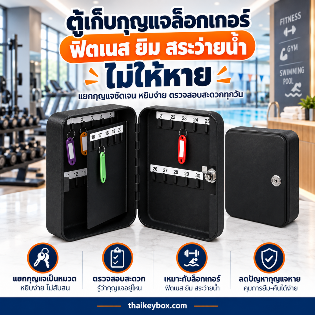 ตู้เก็บกุญแจล็อกเกอร์ฟิตเนสและสระว่ายน้ำ แขวนกุญแจล็อกเกอร์พร้อมป้ายหมายเลขที่เคาน์เตอร์